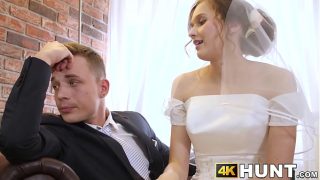 Beautiful bride fucks stranger while hubby cuckold