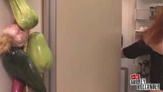 Horny Otto Shoves Produce Up Audreys Ass And Cums In Her Throat