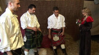 Hot babe Alexis May Dets Double Penetrated By Men In Kilts In Hot Group Sex